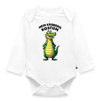 Krokodil Kostüm Fasching Karneval - Baby Bio-Langarm-Body - Weiß - Vorne