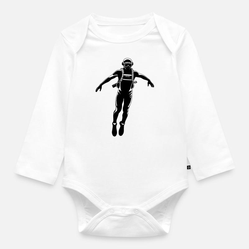 Plongeur - Hobby / Sport Sticker - Body Bébé bio manches longues - blanc