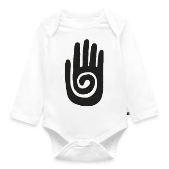 Chaman - Main de Guérison & Symbole de Protection - Noir - Body Bébé bio manches longues - blanc - Devant