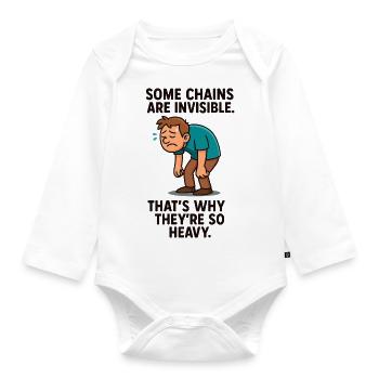 0007 invisible chains - Organic Longsleeve Baby Bodysuit - white - Front