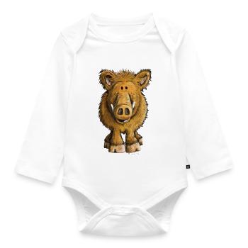 Wild boar - Organic Longsleeve Baby Bodysuit - white - Front