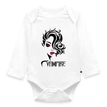 Vampire in the feminine - Organic Longsleeve Baby Bodysuit - white - Front
