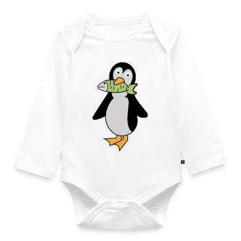 Seabird Animal Penguin Bird South Pole Zoo - Organic Longsleeve Baby Bodysuit - white - Front