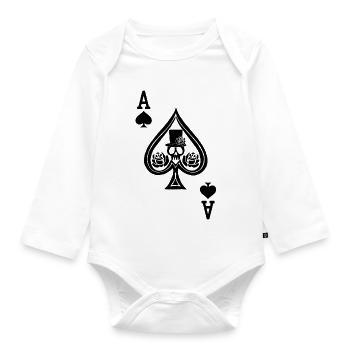 Spades skull - Organic Longsleeve Baby Bodysuit - white - Front