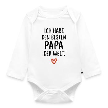 Bester Papa der Welt - Baby Bio-Langarm-Body - Weiß - Vorne
