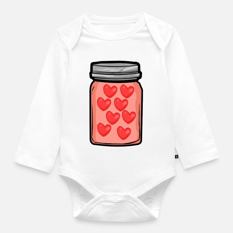 Pot de cœurs - Body Bébé bio manches longues - blanc