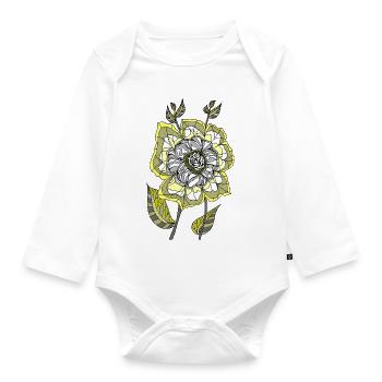 Abstraktes Rosa in Gelb- und Grautönen - Baby Bio-Langarm-Body - Weiß - Vorne