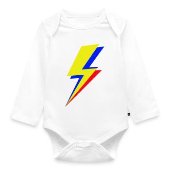 Geometric multicolor lightning bolt - Organic Longsleeve Baby Bodysuit - white - Front