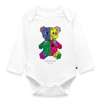 Geometric Floral Teddy Mosaic - Organic Longsleeve Baby Bodysuit - white - Front