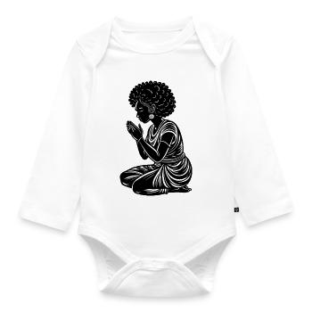 Afro-Frau betet - Baby Bio-Langarm-Body - Weiß - Vorne