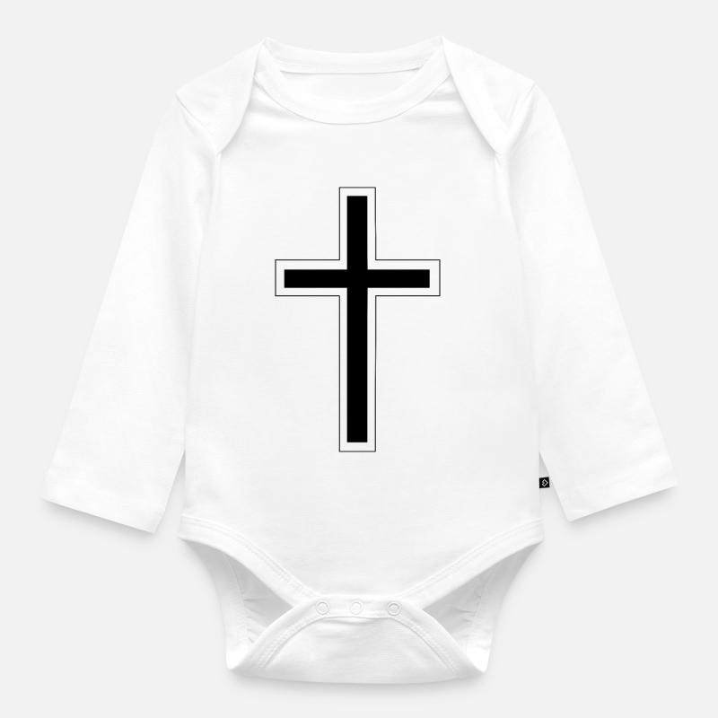croix - Body Bébé bio manches longues - blanc