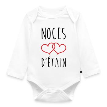 Pewter Wedding 10 Years Wedding - Organic Longsleeve Baby Bodysuit - white - Front