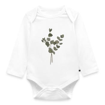 Eucalyptus Watercolor - Organic Longsleeve Baby Bodysuit - white - Front