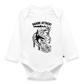 Shark Attack Hai Angriff Rutsche Freibad Schwimmen - Baby Bio-Langarm-Body - Weiß - Vorne
