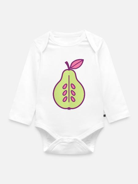 geteilte Birne - Baby Bio-Langarm-Body - Weiß
