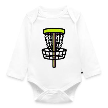 Discgolf Korb Ziel Logo - Baby Bio-Langarm-Body - Weiß - Vorne