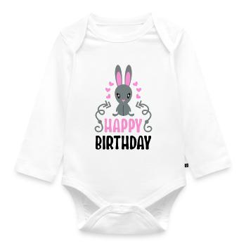 Baby Happy Birthday - Baby Bio-Langarm-Body - Weiß - Vorne