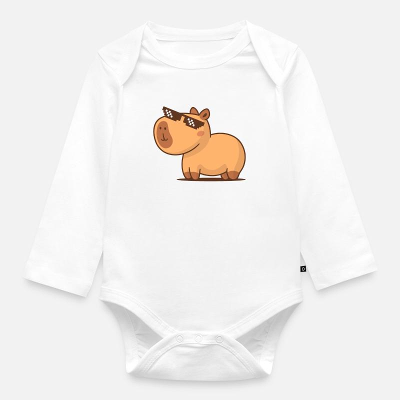 Cool Capybara - Body Bébé bio manches longues - blanc