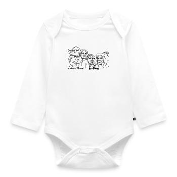 Mount Rushmore Strichzeichnung Design - Baby Bio-Langarm-Body - Weiß - Vorne