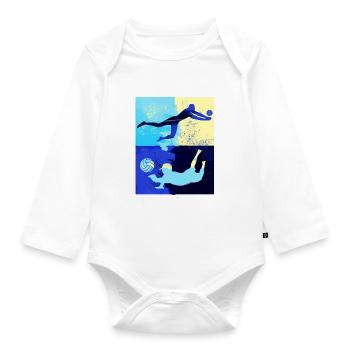 volleyball, volleyballer, Beachball,Graffiti - Baby Bio-Langarm-Body - Weiß - Vorne
