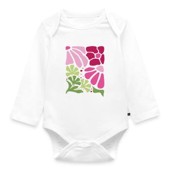 Boho Blumen Frühling Sommer Garten Natur - Baby Bio-Langarm-Body - Weiß - Vorne