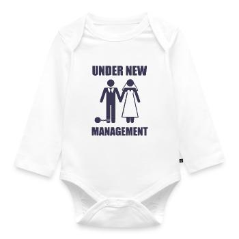 Under new management - Organic Longsleeve Baby Bodysuit - white - Front