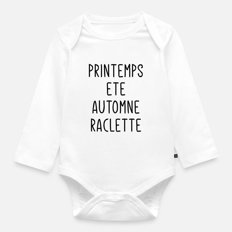 Printemps e te automne raclette - Body Bébé bio manches longues - blanc