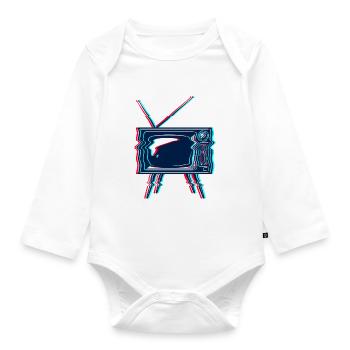 Retro TV Fernseher glitch - Baby Bio-Langarm-Body - Weiß - Vorne