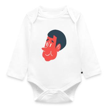 Kingdom - boy's head - Organic Longsleeve Baby Bodysuit - white - Front