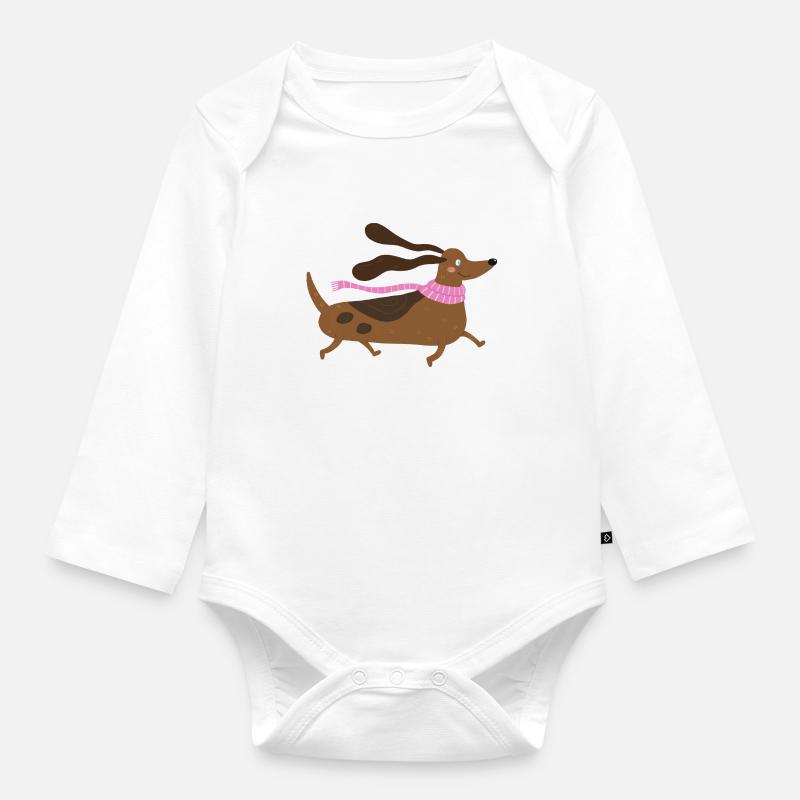Petit teckel - Body Bébé bio manches longues - blanc