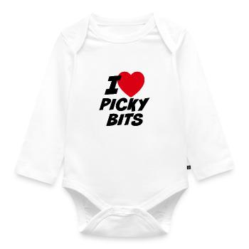 Ich liebe wählerische Bits - Baby Bio-Langarm-Body - Weiß - Vorne
