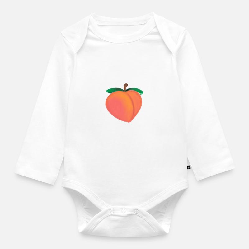 Pfirsich - Baby Bio-Langarm-Body - Weiß