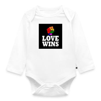 Love wins - Organic Longsleeve Baby Bodysuit - white - Front
