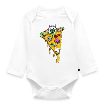 Gruselige Horror Pizza Schnitte Totenkopf Spinne - Baby Bio-Langarm-Body - Weiß - Vorne