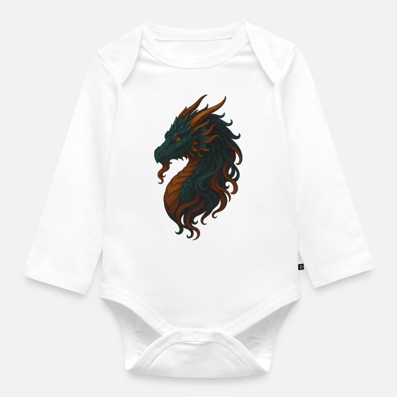 Dragon magique - Body Bébé bio manches longues - blanc