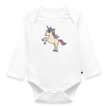 Einhorn (Comic, Kawaii) - Baby Bio-Langarm-Body - Weiß - Vorne