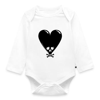 Schwarzer Valentinstag - Baby Bio-Langarm-Body - Weiß - Vorne
