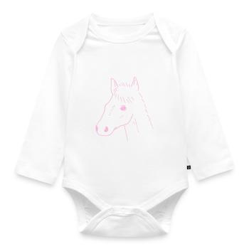 Horse Drawing - Organic Longsleeve Baby Bodysuit - white - Front