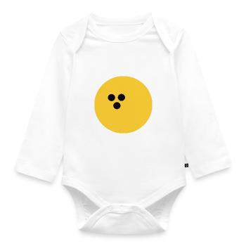 Bowling ball, bowling yellow - Organic Longsleeve Baby Bodysuit - white - Front
