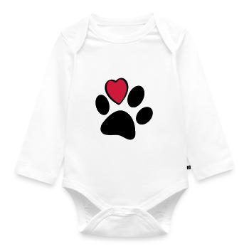 Hunde oder Katzen Pfoten mit Herz. Tag des Tieres - Baby Bio-Langarm-Body - Weiß - Vorne