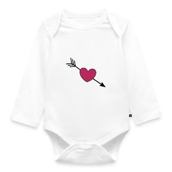 violet heart hearts violet red valentines day - Organic Longsleeve Baby Bodysuit - white - Front