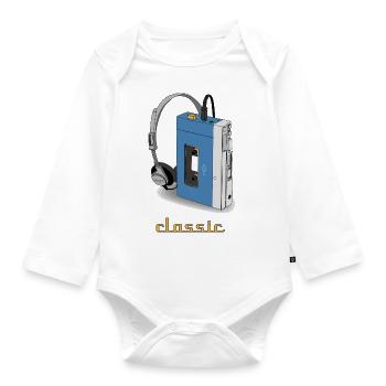 CLASSIC-WALKMAN retro design, blue - Organic Longsleeve Baby Bodysuit - white - Front