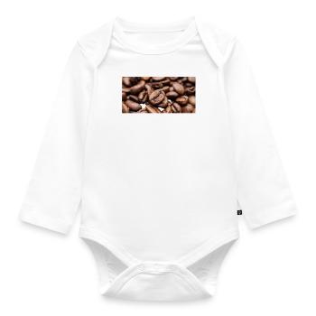 Kaffee - Baby Bio-Langarm-Body - Weiß - Vorne