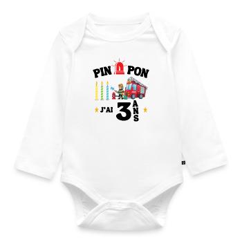 Petit Pompier J'ai 3 ans cadeau comique - Body Bébé bio manches longues - blanc - Devant