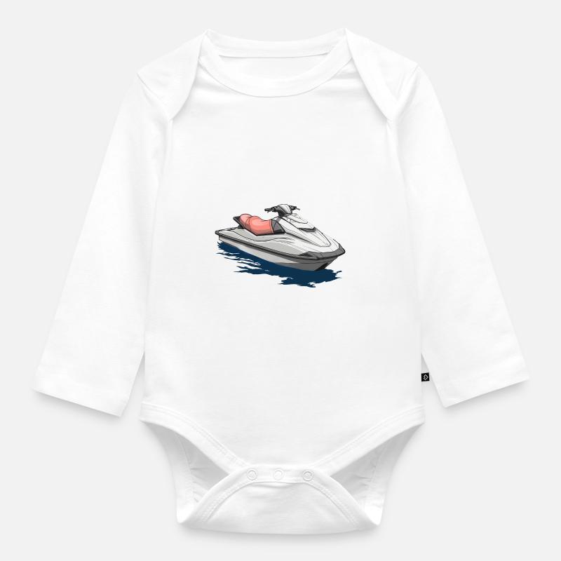 Action am Jetski - Baby Bio-Langarm-Body - Weiß