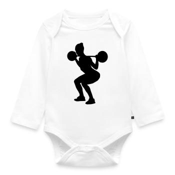fitness girl silhouette squats - Baby Bio-Langarm-Body - Weiß - Vorne