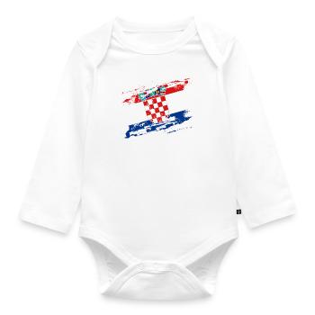 Croatia Flag Adriatic Zagreb Croatian Flag - Organic Longsleeve Baby Bodysuit - white - Front