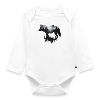 Wolf Wild Wolves Wilderness Howling Forest - Organic Longsleeve Baby Bodysuit - white - Front