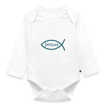 Jesus fish Ichthys fish fish - Organic Longsleeve Baby Bodysuit - white - Front