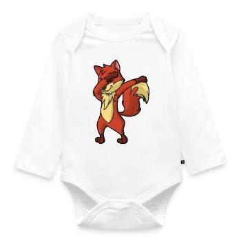 Dabbender fox - Organic Longsleeve Baby Bodysuit - white - Front